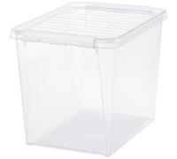 Boîte de rangement haute 25 litres avec couvercle - Clips Blancs
