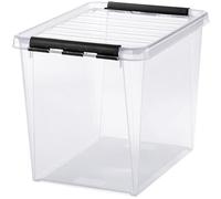 Boîte de rangement haute 25 litres avec couvercle - Clips Noirs