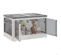 HomCom Boîte de rangement pliable empilable 99L plastique couvercle 4 roulettes accès 5 côtés blanc