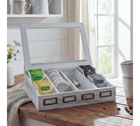 Boîte de rangement MENDLER HWC-C25, boîte à thé, Paulownia 17x37x33cm blanc, shabby Blanc G