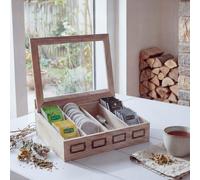 Boîte de rangement HWC-C25, boîte à thé boîte à bijoux boîte, paulownia 17x37x33cm ~ brun naturel