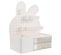 Boîte de Rangement Lapin en Plastique Blanche avec Tiroirs pour Bureau | Design Multifonction, Structure à Poser Panneau Perforé, Usage pour Camping-chambre
