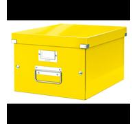 Boîte de rangement Leitz 60440016 A4+ carton laminé jaune avec poignées métal et porte-étiquette