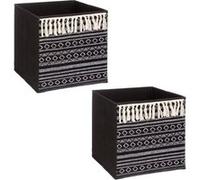 Boîte de rangement - Lot de 2 - Toilinux MIX'N MODUL - Motifs ethniques Noir et blanc - 31x31x31 cm