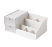 Boîte de Rangement Maquillage à Tiroir Simple en PP Blanc | Organisation Compartimentée, Base Stable, Finition Mate Semi-transparente, pour Eyeliners et Cosmétiques