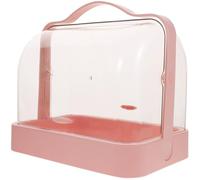 Boîte de Rangement Maquillage de Bureau Rose Pp Silicone avec Poignée | Double Fermeture Coquille, pour Accessoires et Cosmétiques, Chambre et Coiffeuse