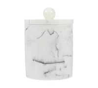 Boîte de Rangement Marbrée en Résine avec Couvercle pour Coton | Ronde, Décor Perlé en Haut, Blanc, Style Marbre Classique, pour Tampons, Cotons-tiges, Cure-dents Style Aléatoire
