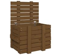 Boîte de Rangement Marron Miel 58x40,5x42 cm Bois Massif Pin | Bois massif pin, grain droit, nœuds rustiques, couvercle inclus, grand espace, cadre stable, manuel de montage