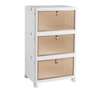 Boîte de Rangement Mobile en Plastique - Armoire de Rangement Pliable avec 3 Niveaux - 39x28x64 cm - Blanc
