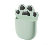 Boîte de rangement murale en silicone pour pattes de chat Vert 12 cm | Jolie forme de patte de chat, support mural, peut contenir des brosses à dents, des pinceaux de maquillage, silicone