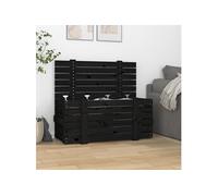Boîte de rangement Noir 91x40,5x42 cm Bois massif de pin