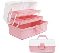 Boîte de rangement Organiseur d'outils - 3 niveaux - Pliable - 30,5 cm - Rose et blanc