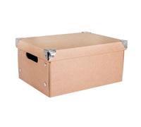 Rayher 67258000 Boîte de rangement pliable, papier mâché, avec couvercle, marron, 30 x 22 x 14 cm