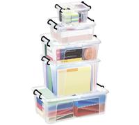 Boîte de rangement plastique 12 L Strata translucide - Lot de 5