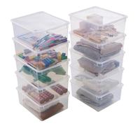 SUNDIS Clear Box, boîte de rangement plastique avec couvercle 18L, x10 | Superposable et empilable, transparente, idéale pour ranger les vêtements, le dressing, la chambre