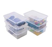 SUNDIS Clear Box, boîte de rangement plastique avec couvercle 22L, x6 | Superposable et empilable, transparente, idéale pour ranger les bottes et les chaussures d’hiver
