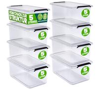 Deuba® 8x Boîte de rangement 5L en plastique transparent empilable sans BPA gain de place caisse de rangement organiseur