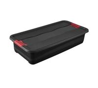 Boîte de rangement plate noire résistante 33 litres - Rouge