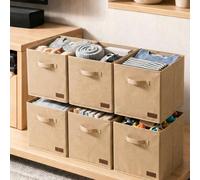 Boîte de rangement pliable 30x30x30 cm - Bac de rangement en tissu minimaliste avec poignées - Rangement pour placard, étagère et maison 3 pièces,2 pièces,6 pièces,1 pièceBlocs de couleurÉtoffe