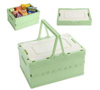Boîte de rangement pliable avec couvercle, 43,5 × 30 × 16,5 cm. Caisse à jouets pliable avec couvercle et poignée, empilable, boîte de rangement portable, boîte en plastique, caisse pliable pour chamb