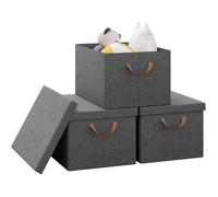 Boîte de Rangement Pliable avec Couvercle Amovible - WOLTU - Gris - 43x33x26cm