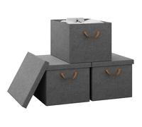 Boîte de Rangement Pliable avec Couvercle Amovible - WOLTU - Gris - 48x36x30cm