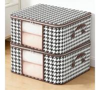 Boîte de rangement pliable avec fenêtre transparente et couvercle - Bacs de rangement pour vêtements pour couettes, couvertures, placard, dortoir, organiseur en tissu respirant (lot de 2, 75 l)