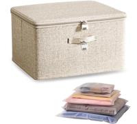 Boîte de rangement pliable Azomor® beige, avec serrure de sécurité et poignées pratiques