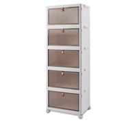 Boîte de rangement pliable, boîte en plastique avec couvercle, boîte de rangement empilable et transparente avec roulettes, pour le bureau et la cuisine