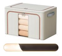 Boîte de rangement pliable en tissu Oxford robuste avec grande capacité de 100 l, ouverture zippée sur le devant, pour vêtements, couettes, noir, 60 x 42 x 40 cm (bleu 100 L, 60 x 42 x 40)