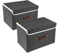 Boîte de rangement pliable en tissu Unyqoos® avec couvercle – Fabriquée en polyester et en tissu Oxford, avec des inserts en plastique robustes, empilable, avec des poignées, lavable et inodore