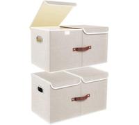 Boîte de rangement pliable extra-large Unyqoos® avec couvercle et séparateur, 55 x 33 x 30 cm, revêtue de polyester à l'extérieur et avec une doublure en Oxford à l'intérieur, lavable
