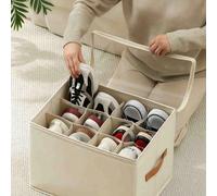 Boîte de rangement pliable pour chaussures en tissu, peut contenir 12 ou 16 paires de chaussures, grande boîte à chaussures en tissu avec couvercle, séparateurs réglables, organisateur de chaussures p