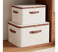 Boîte de rangement pliable pour vêtements, conteneur organisateur de placard avec poignée et fermeture éclair, adapté pour garde-robe, placard, couverture (lavable) M-15L