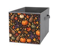 Boîte De Rangement Pliable Tissu, 3D Halloween (Balai magique,4 pièces) | Deux Poignées Panneau Amovible, Anti-Rayures Pliable Gain de Place Ranger Vêtements Livres Serviettes