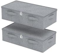 Boîte de rangement pliable Unyqoos® pour sous le lit – 60 x 30 x 15 cm, en tissu non tissé respirant, couvercle avec fermeture éclair en acier inoxydable bidirectionnelle, poignées de transport et côt