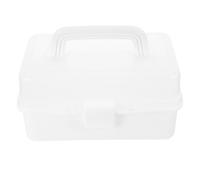 Boîte de Rangement Pliante à Deux Niveaux pour Outils, Plastique Blanc | Couvercle Transparent, Design Multifonctionnel, Petite Capacité, pour Bureau et Voyage, Format Compact