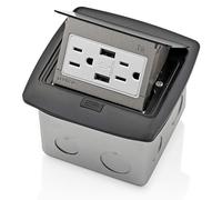 Boîte de rangement pop-up Boden, chargeur USB double, prise de courant 15A, noir
