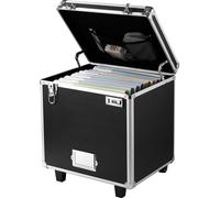 Boîte de rangement portable pour dossiers, dimensions intérieures 395 x 320 x 380 mm, mallette mobile verrouillable avec poignée télescopique, mallette à tirer à la main pour le bureau, la maison, les