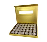 Boîte de rangement portable pour nail art avec 35 petits récipients en aluminium et inserts en mousse rigide robuste, boîte à ongles de voyage