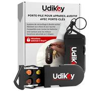 Boîte de Rangement Porte-Clés Piles Appareils Auditifs Type 10 13 312 avec 6 Logements PR41 PR48 PR70 - UdiKey Coque Antichoc Ouverture Rapide et Sûre Batteries Prêtes à l’Usage 36x85x16mm