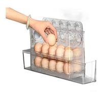 Boîte de rangement pour 30 œufs pour porte de réfrigérateur, couvercle à rabat automatique avec date pour verrouillage du cadran, support vertical en plastique PET sûr, organisateur de cuisine compact