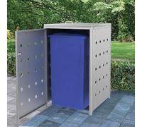 Boîte de rangement pour bacs de recyclage, capacité 1 tonne, volume 240 litres, en acier inoxydable, avec orifices de ventilation, système de verrouillage, résistante aux intempéries, écran de protect