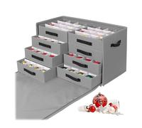 Boîte de Rangement pour Boules de Noël Relaxdays, 128 Boules, 40 x 73 x 36,5 cm, Polyester, Carton, Gris