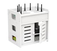 Boîte de Rangement pour Câbles, Cache-Routeur Élégant pour Bureau et Salon, Organisateur de Prises avec Ventilation(White,14.1in/36cm)