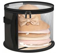 Boîte de rangement pour chapeaux extra large, sac de rangement en 2 couleurs disponibles, boîte organisatrice pour chapeaux extra large avec poignées renforcées et étui à accessoires, fenêtre transpar