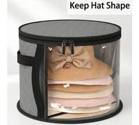 Boîte de rangement pour chapeaux grande taille, 2 options de couleurs, poignée renforcée, tissu non tissé pliable, fenêtre transparente légère, fermeture à double fermeture éclair, convient pour les c