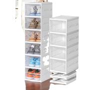 Boîte de rangement pour chaussures, 6 niveaux, panneaux transparents, design pliable, charge maximale 20 kg, dimensions 34,5 cm x 25,5 cm x 19,5 cm