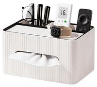 Boîte de rangement pour cosmétiques en cuir PU, blanche, rectangulaire, avec 2 compartiments, organisateur