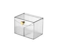 Boîte de Rangement pour Cotons-tiges Distributeur de Support Qtip à 2 Fentes, rectangulaire for Boules Coton et Coton-Tige, Organisateur avec Couvercle, Pot Transparent for Salle Bain(White)